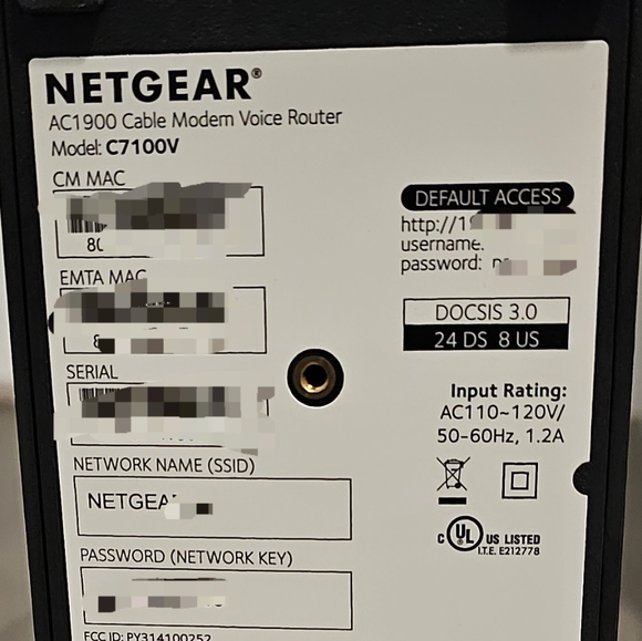 Netgear Nighthawk Modem/WiFi Router C7100V for Xfinity Cable Internet & Voice - Picture 6 of 6